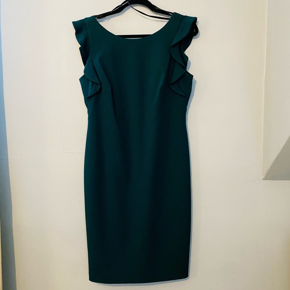 Calvin Klein Ruffle Shoulder Sheath Professional Dress - Picture 2 of 9